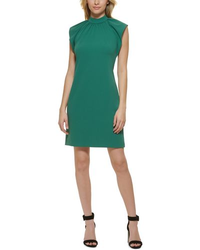 Calvin Klein Crepe Flutter Sleeves Shift Dress - Green