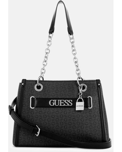 Guess Factory Creswell Logo Satchel - Black