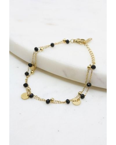 A Blonde and Her Bag Gold And Black Crystal Layered Bracelet With Gold Accents - Multicolor