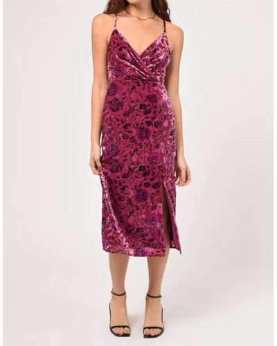 Adelyn Rae Prima Velvet Burnout Slip Dress In Pink - Red