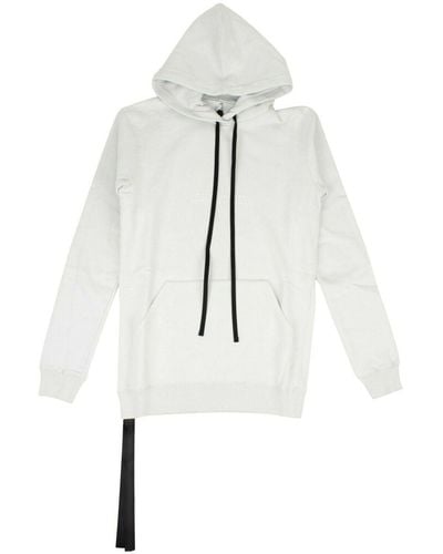 Unravel Project Cotton Faded Logo Hoodie Sweatshirt - Gray - White