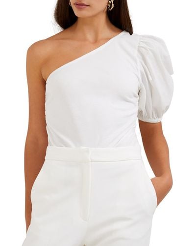 French Connection Rosanna Ruched Cotton Off The Shoulder - White