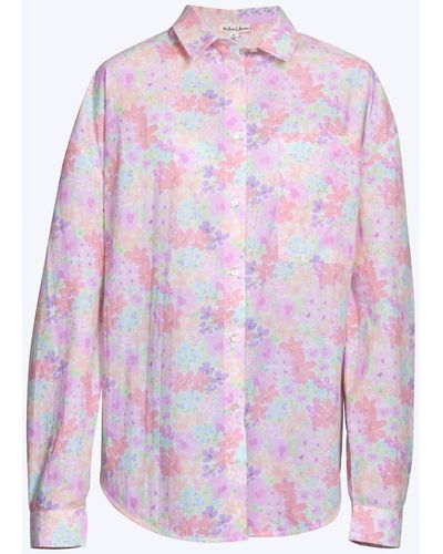 For Love & Lemons Kennedy Floral-print Cotton-poplin Shirt - Pink
