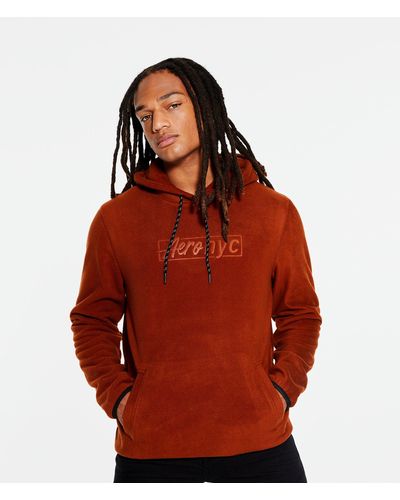 Aéropostale Nyc Box Logo Polyfleece Pullover Hoodie - Red