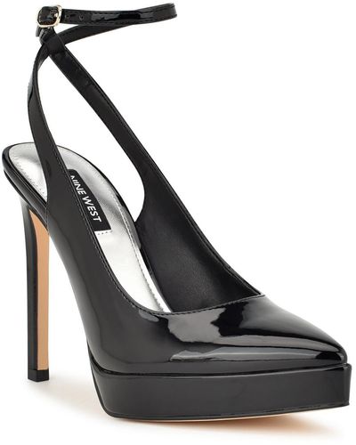 Nine West Do This 3 Patent Pointed Toe Ankle Strap - Black