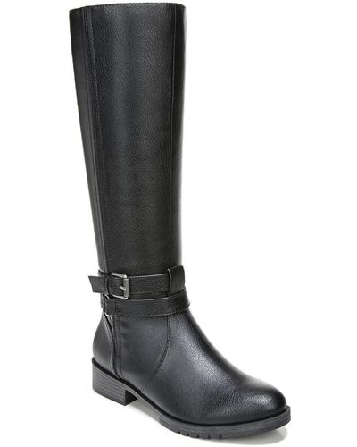 Naturalizer Garrison Faux Leather Wide Calf Knee-high Boots - Black