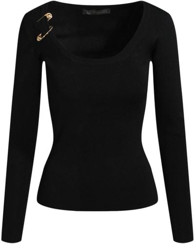 Versace Safety Pin Long Sleeve Shirt - Black