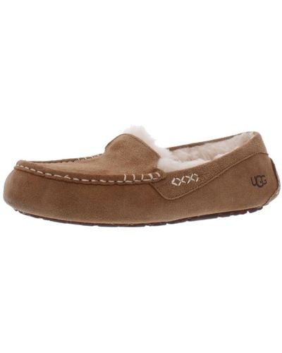 UGG Ansley Suede Comfy Moccasin Slippers - Brown