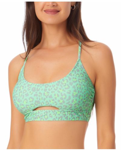 California Waves Juniors Cut-out Lace-up Back Bikini Swim Top - Green