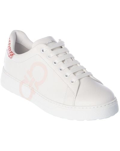 Ferragamo Number Leather Sneaker - White