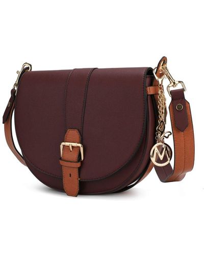 MKF Collection by Mia K Ayla Snake-embossed Color Block Vegan Leather 's Shoulder Bag - Purple