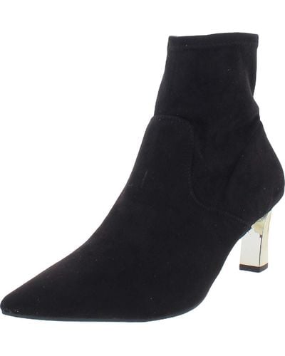 Alfani Bambey Faux Suede Heels Ankle Boots - Black