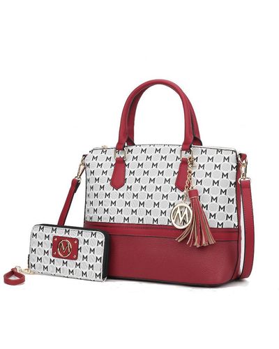 MKF Collection by Mia K Saylor Circular M Emblem Print Tote Bag With Matching Wristlet Wallet - 2 Pieces - Red