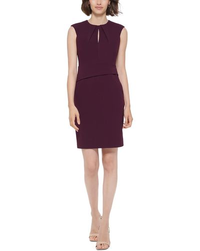 Calvin Klein Keyhole Knee Length Sheath Dress - Purple