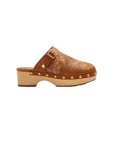 Johnny Was Mono Clog Tonal Slippers - Brown