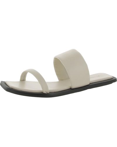 St. Agni Faux Leather Slip On Slide Sandals - White