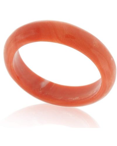Suzy Levian Italian Hand Carved 6.3ct Natural Coral Gem Eternity Band Ring - Orange