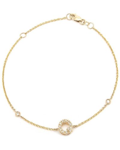 Monary Diamond Initial Fashion Bracelet "q" (14k) (6+1") - Metallic