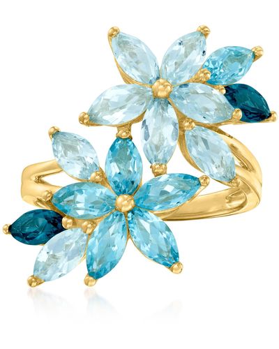 Ross-Simons Tonal Topaz Floral Ring - Blue