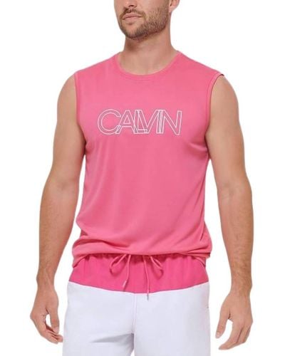 Calvin Klein Rainbow Collection Sleeveless Shirt In Flambe - Pink
