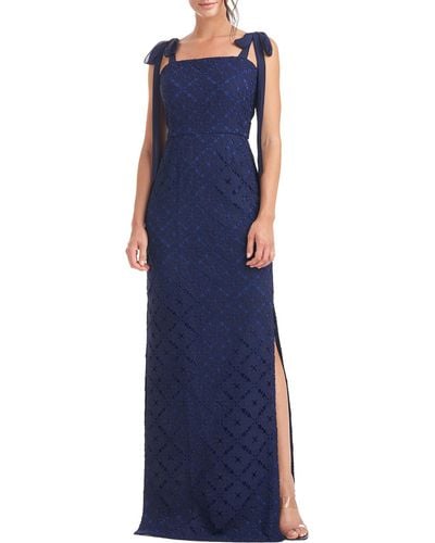JS Collections Lainey Floral Maxi Evening Dress - Blue