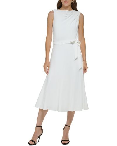 DKNY Party Midi Fit & Flare Dress - White