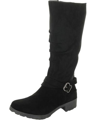 White Mountain Dayna Faux Suede Zipper Mid-calf Boots - Black