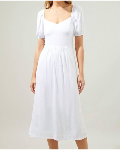 Sugarlips Alessi Puff Sleeve Poplin Midi Dress - White