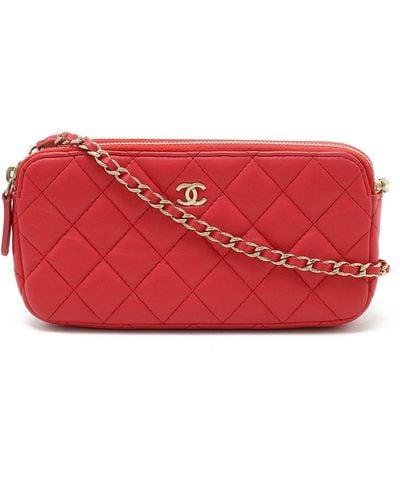 Chanel Leather Clutch Bag (pre-owned) - Red