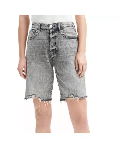 7 For All Mankind Easy James High Rise Cotton Shorts - Gray