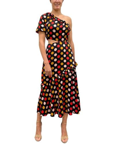Sam Edelman Polka Dot One Shoulder Midi Dress - Multicolor