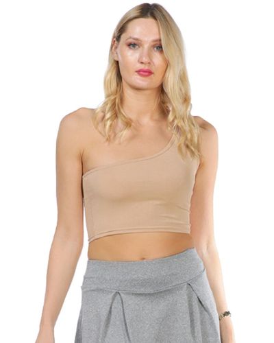 LONDON RAG One Shoulder Knitted Crop Top - Gray