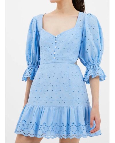 French Connection Cilla Broderie Cut Out Mini Dress - Blue