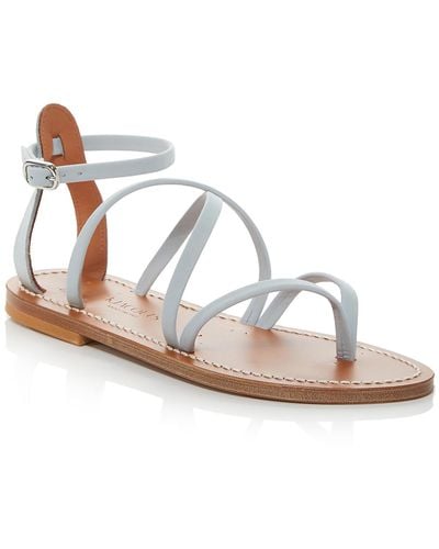 K. Jacques Muse Leather Ankle Strap Strappy Sandals - Blue