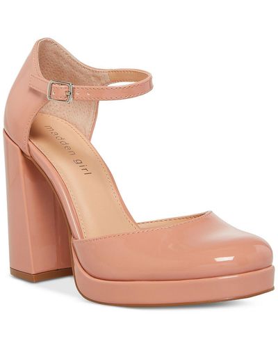 Madden Girl Unaa Faux Leather Ankle Strap Block Heels - Pink