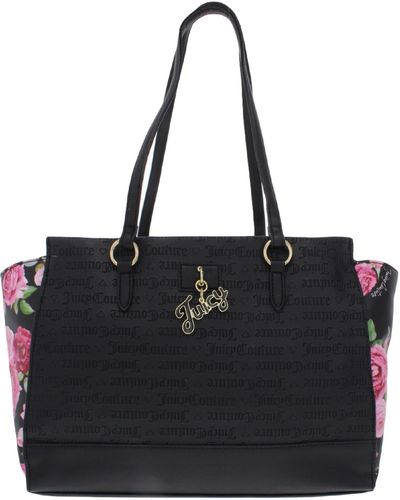 Juicy Couture Love Lock Faux Leather Logo Satchel Handbag - Black