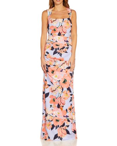 Adrianna Papell Plus Slouchy Maxi Evening Dress - White