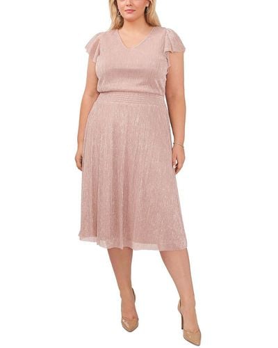 Msk Plus Metallic Long Cocktail And Party Dress - Pink