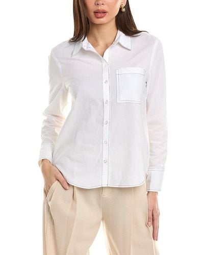 Ellen Tracy Contrast Stitch Shirt - White
