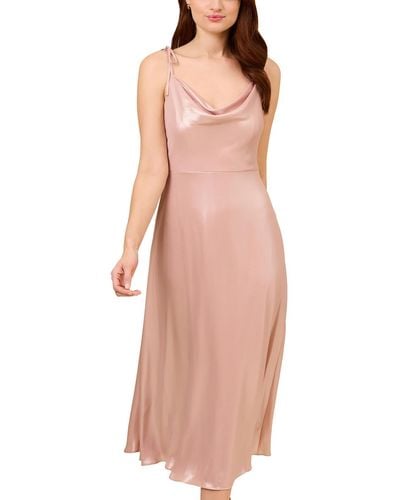 Adrianna Papell Party Cowl Neck Slip Dress - Pink