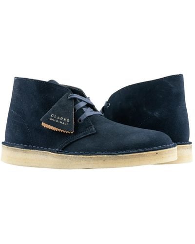 Clarks Desert Coal 261-69997 Navy Suede Lace Up Ankle Chukka Boots Clk32 - Blue