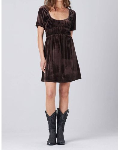 Saltwater Luxe Gracie Velvet Short Slv Mini Dress - Black