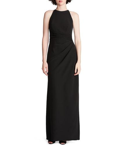 Halston Annika Crepe Sleeveless Evening Dress - Black