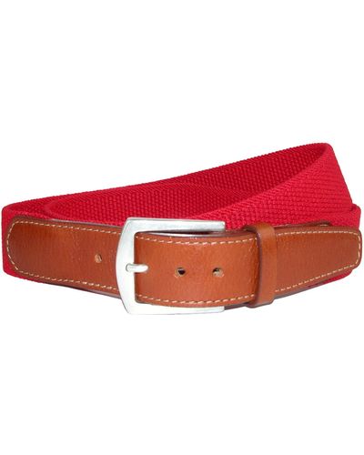 CrookhornDavis Newport Pique Cotton Woven Elastic Belt - Red