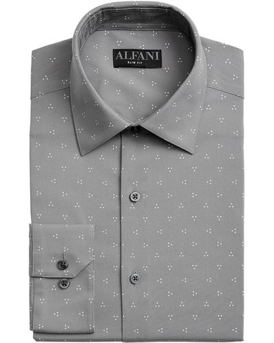 Alfani Slim Fit Button Front Dress Shirt - Gray