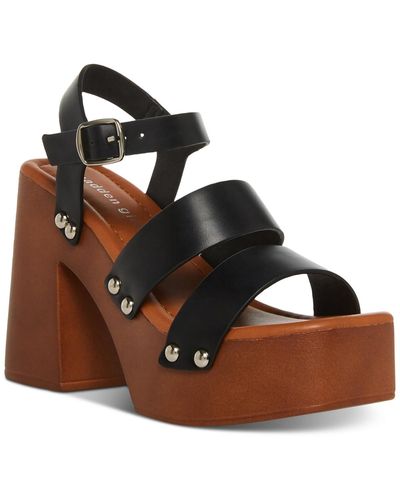 Madden Girl Greenvil Faux Leather Studded Platform Sandals - Brown