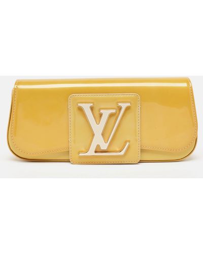 Louis Vuitton Vert Impression Patent Leather Sobe Clutch - Yellow