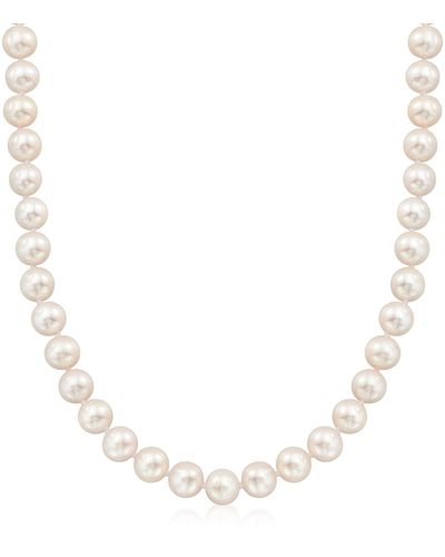Ross-Simons 8-9mm Cultured Pearl Necklace With 14kt Yellow Gold Magnetic Clasp - Metallic