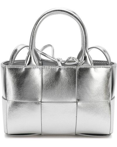 Tiffany & Fred Woven Smooth Leather Top Handle Shoulder Bag - Metallic