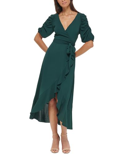 Kensie Ruffled Long Maxi Dress - Green